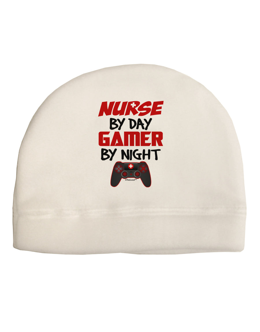 Nurse By Day Gamer By Night Adult Fleece Beanie Cap Hat-Beanie-TooLoud-White-One-Size-Fits-Most-Davson Sales