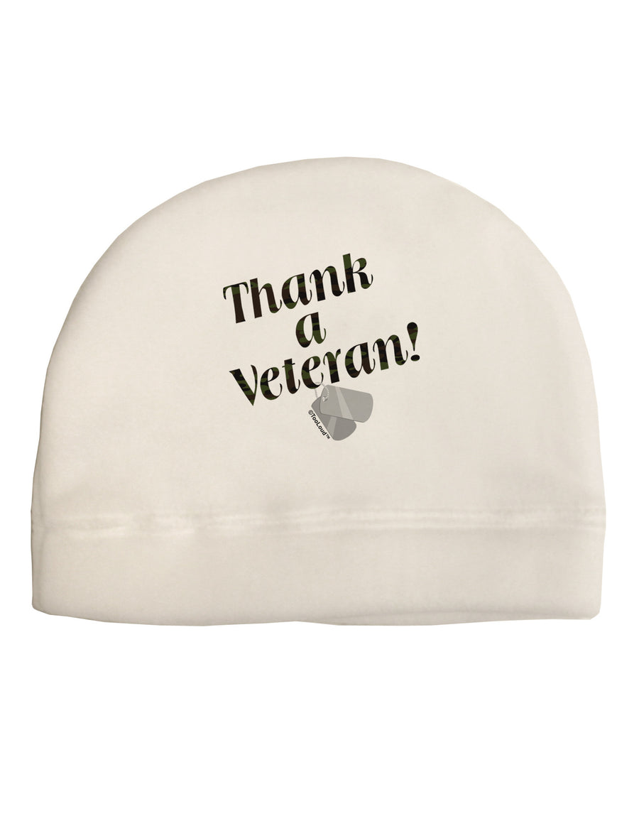 Thank A Veteran Adult Fleece Beanie Cap Hat-Beanie-TooLoud-White-One-Size-Fits-Most-Davson Sales