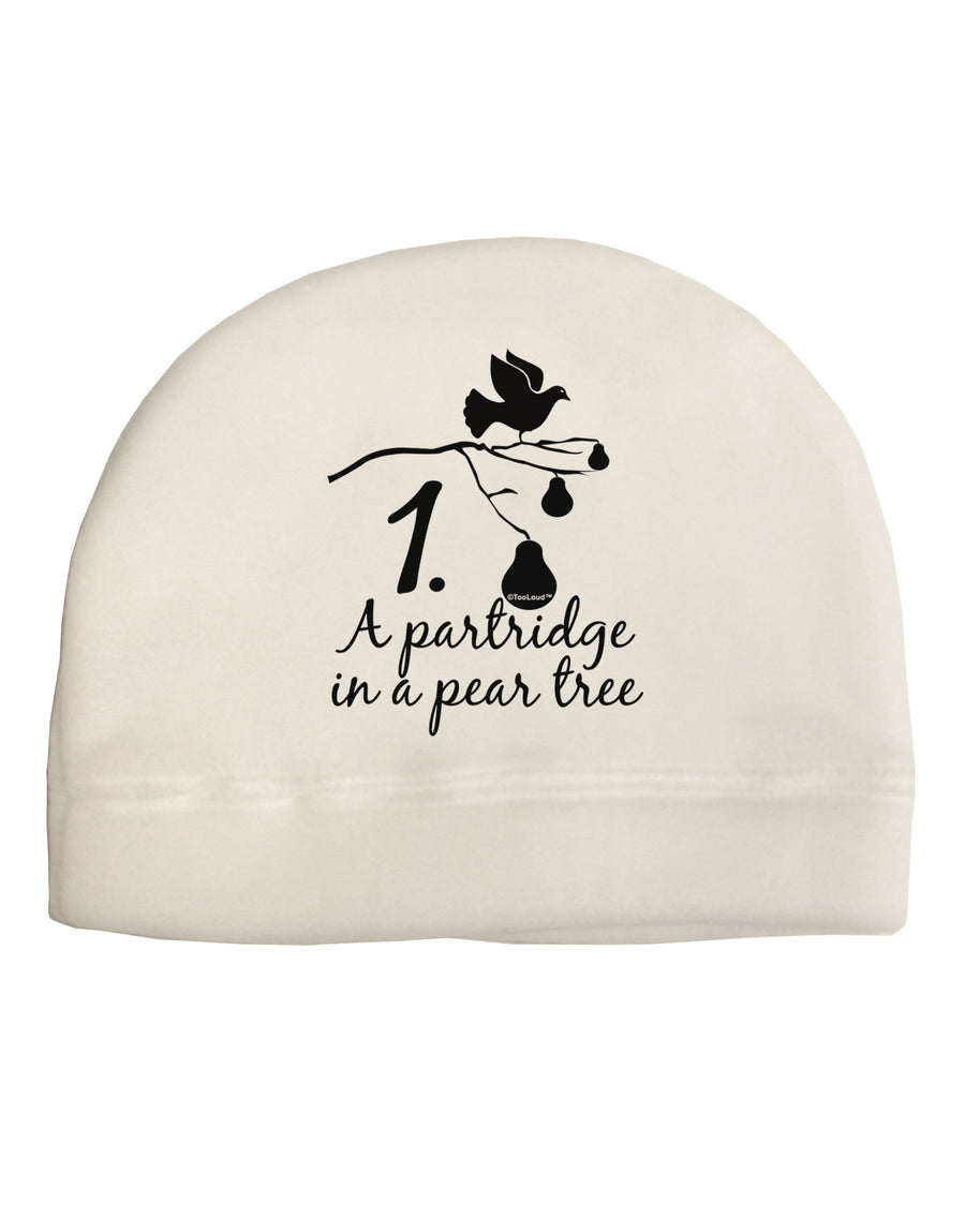 Partridge In A Pear Tree Text Child Fleece Beanie Cap Hat-Beanie-TooLoud-White-One-Size-Fits-Most-Davson Sales