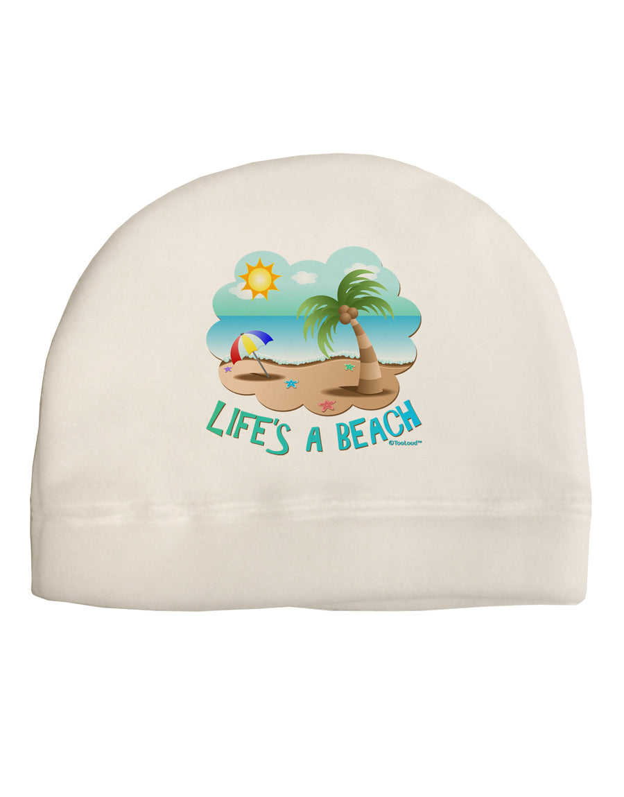 Fun Summer Beach Scene - Life's a Beach Child Fleece Beanie Cap Hat by TooLoud-Beanie-TooLoud-White-One-Size-Fits-Most-Davson Sales