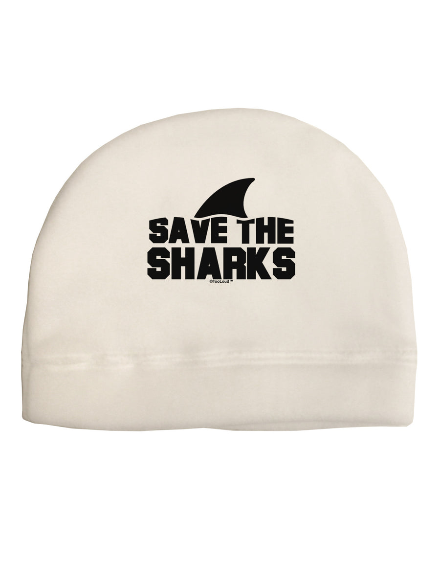 Save The Sharks - Fin Adult Fleece Beanie Cap Hat-Beanie-TooLoud-White-One-Size-Fits-Most-Davson Sales