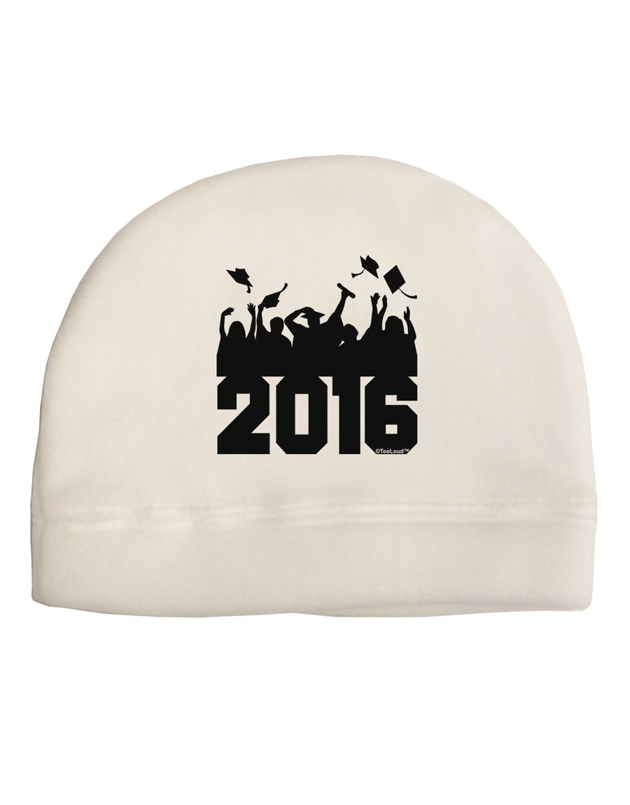 Current Year Graduation BnW Adult Fleece Beanie Cap Hat-Beanie-TooLoud-White-One-Size-Fits-Most-Davson Sales