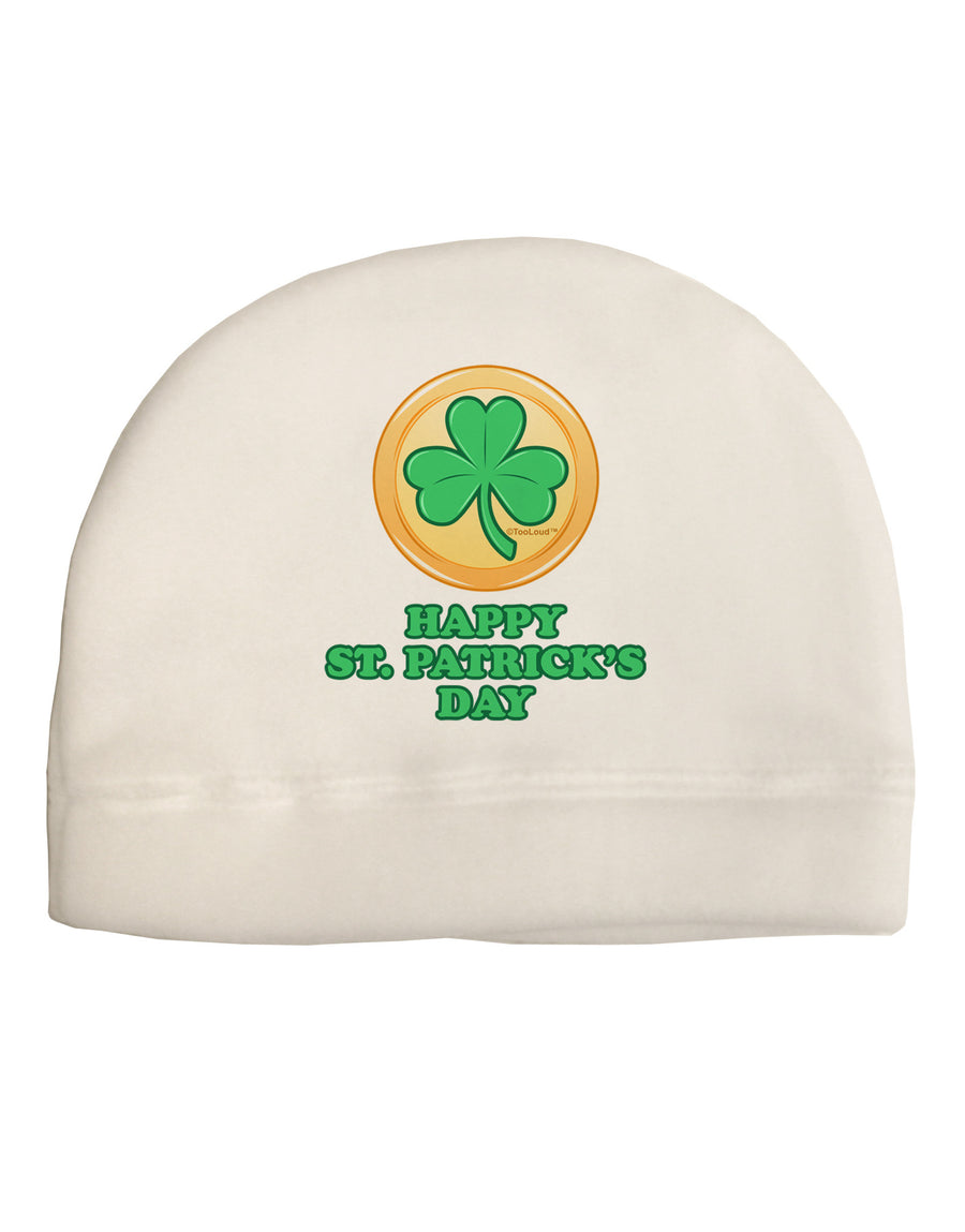 Shamrock Button - St Patrick's Day Adult Fleece Beanie Cap Hat by TooLoud-Beanie-TooLoud-White-One-Size-Fits-Most-Davson Sales