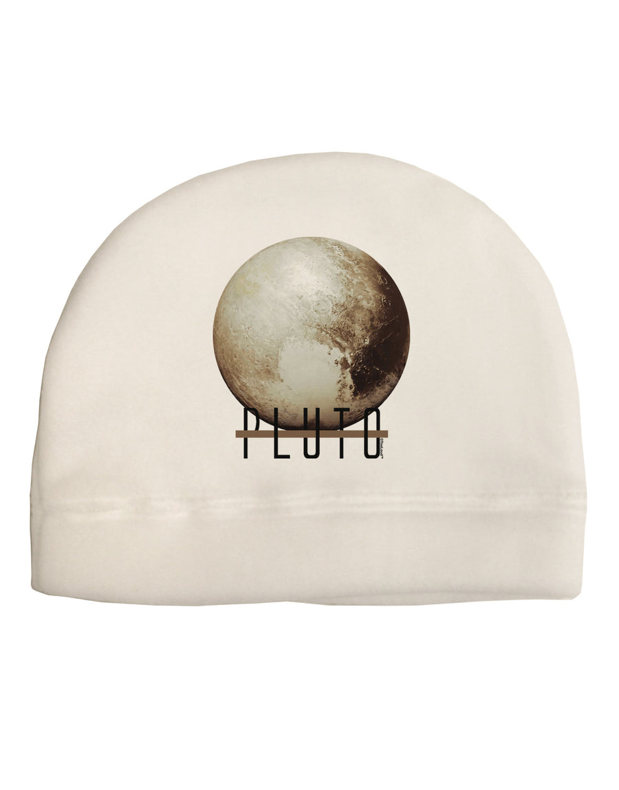 Planet Pluto Text Adult Fleece Beanie Cap Hat-Beanie-TooLoud-White-One-Size-Fits-Most-Davson Sales