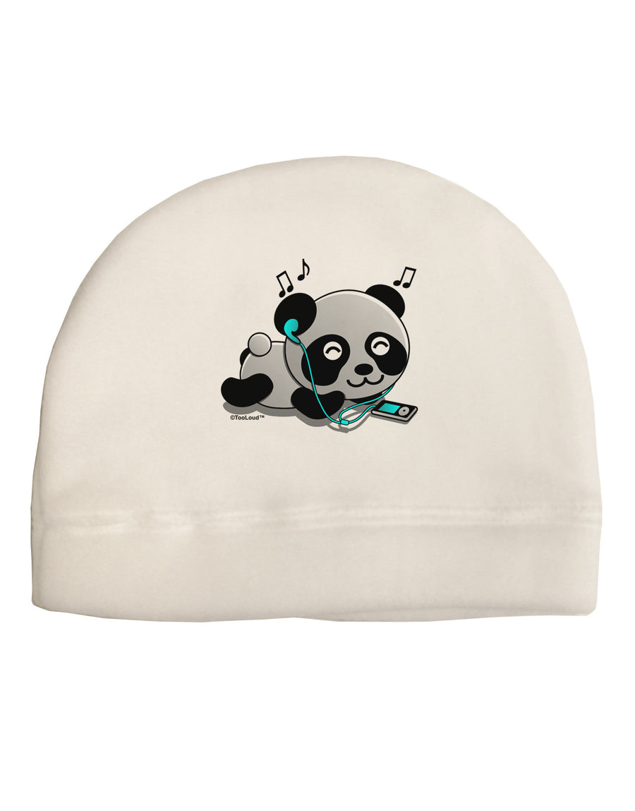 Cute Panda With Ear Buds Adult Fleece Beanie Cap Hat-Beanie-TooLoud-White-One-Size-Fits-Most-Davson Sales