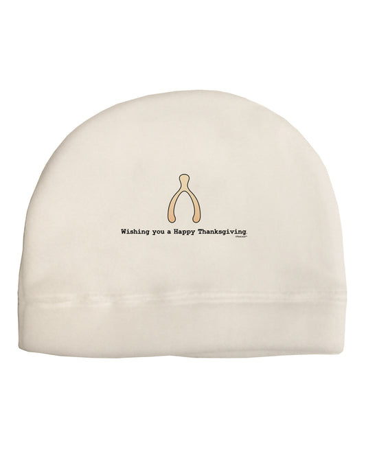 Wishing You a Happy Thanksgiving Wishbone Adult Fleece Beanie Cap Hat-Beanie-TooLoud-White-One-Size-Fits-Most-Davson Sales