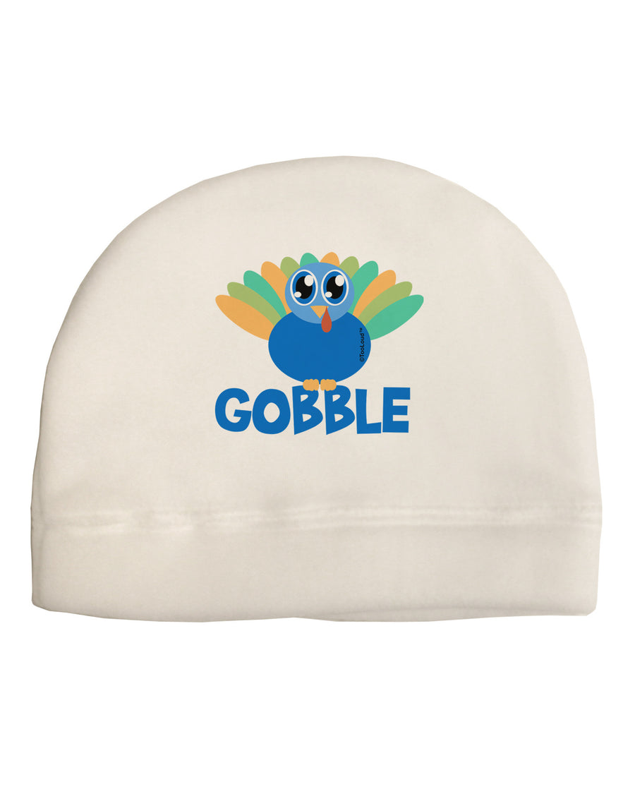 Cute Gobble Turkey Blue Adult Fleece Beanie Cap Hat-Beanie-TooLoud-White-One-Size-Fits-Most-Davson Sales