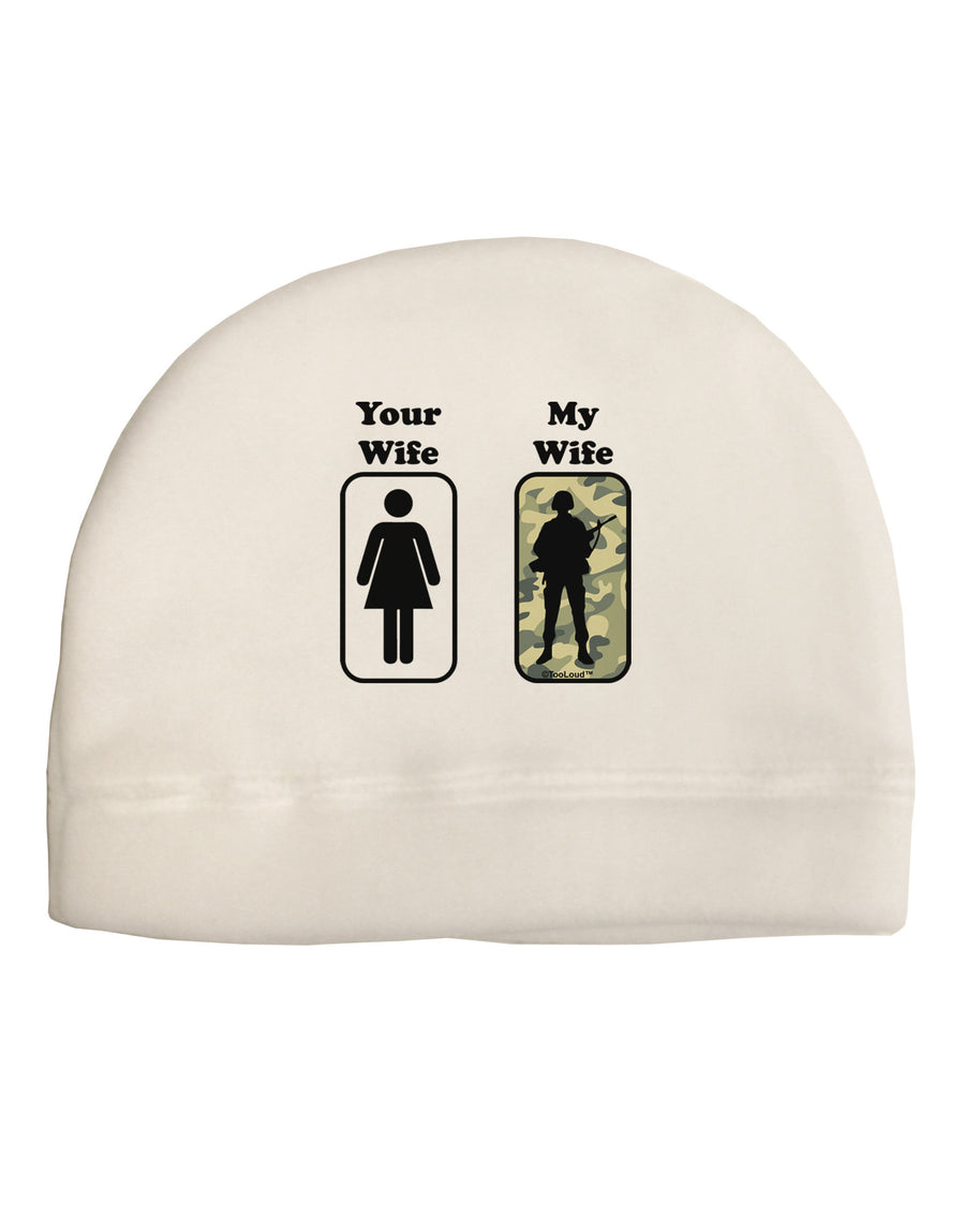 TooLoud Your Wife My Wife Military Adult Fleece Beanie Cap Hat-Beanie-TooLoud-White-One-Size-Fits-Most-Davson Sales