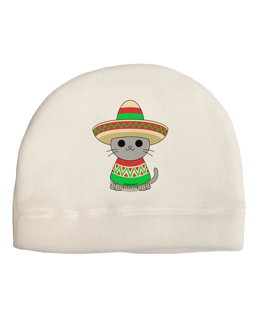 Cat with Sombrero and Poncho Child Fleece Beanie Cap Hat by TooLoud-Beanie-TooLoud-White-One-Size-Fits-Most-Davson Sales