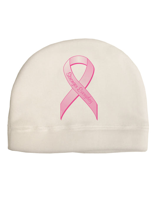 Pink Breast Cancer Awareness Ribbon - Stronger Everyday Adult Fleece Beanie Cap Hat-Beanie-TooLoud-White-One-Size-Fits-Most-Davson Sales