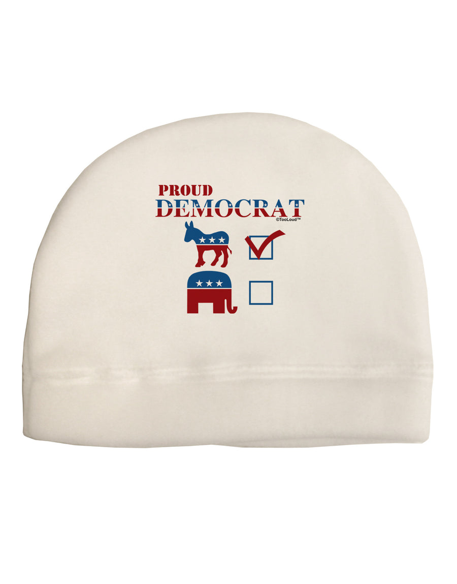 Proud Democrat Checkmark Adult Fleece Beanie Cap Hat-Beanie-TooLoud-White-One-Size-Fits-Most-Davson Sales