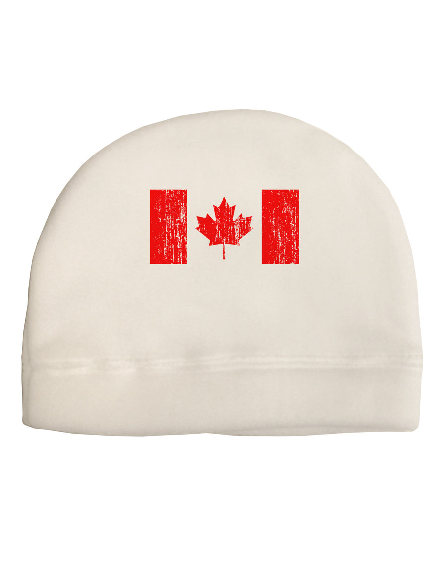 Distressed Canadian Flag Maple Leaf Adult Fleece Beanie Cap Hat-Beanie-TooLoud-White-One-Size-Fits-Most-Davson Sales