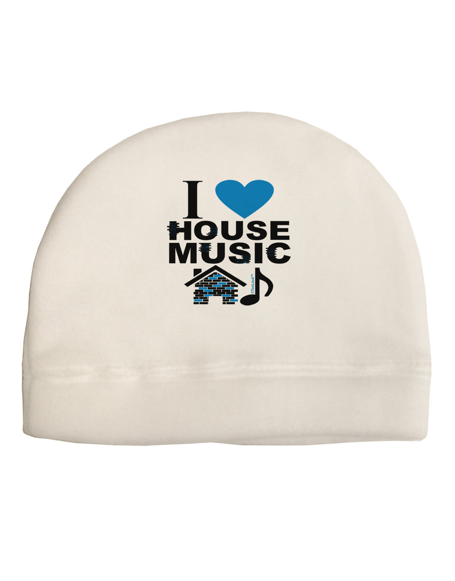 I Love House Blue Adult Fleece Beanie Cap Hat-Beanie-TooLoud-White-One-Size-Fits-Most-Davson Sales