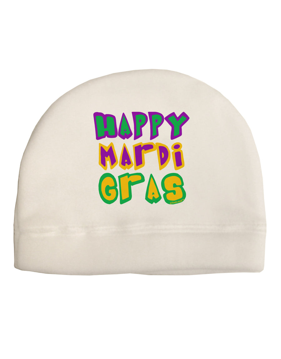 Happy Mardi Gras Text 2 Child Fleece Beanie Cap Hat-Beanie-TooLoud-White-One-Size-Fits-Most-Davson Sales