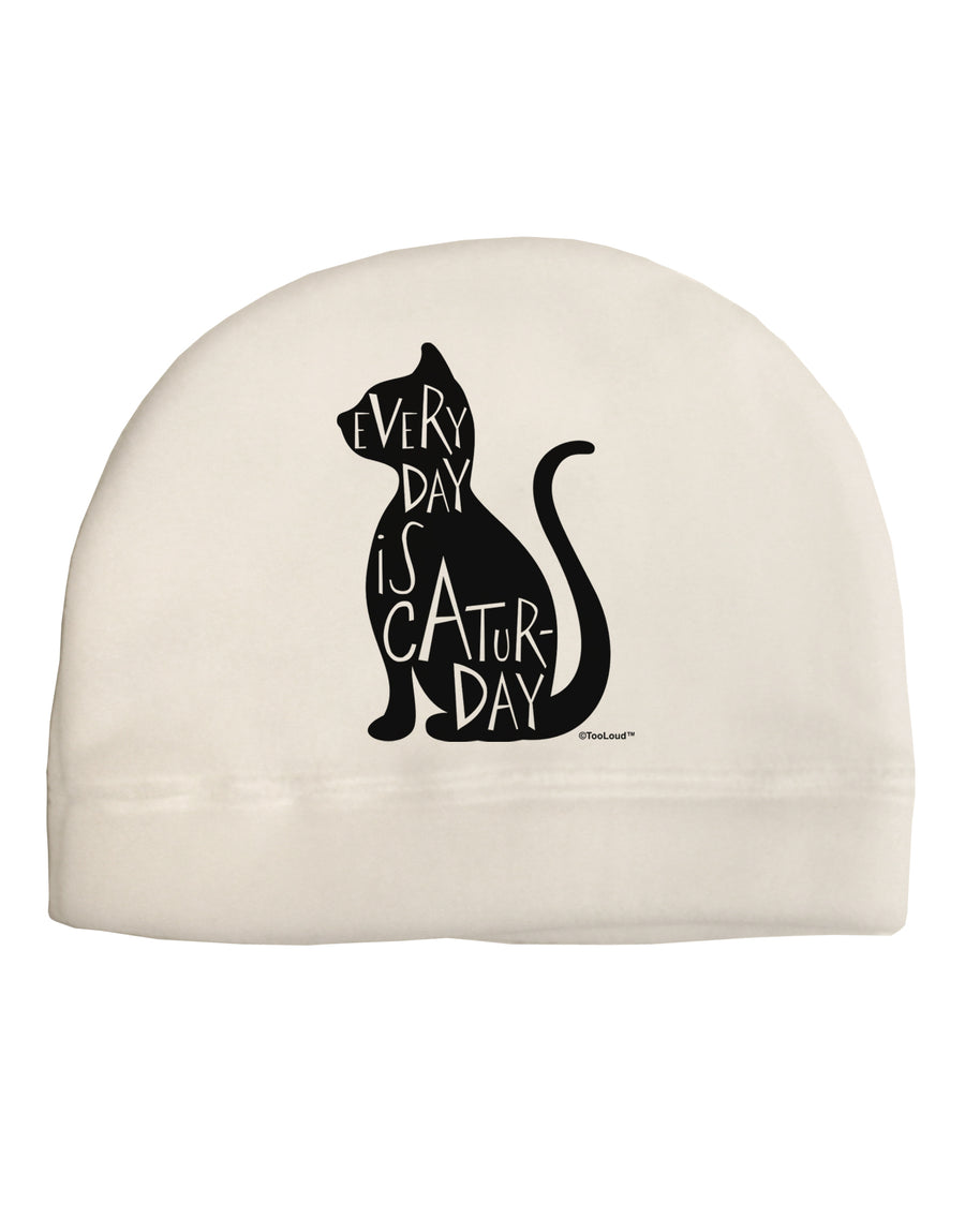 Every Day Is Caturday Cat Silhouette Child Fleece Beanie Cap Hat by TooLoud-Beanie-TooLoud-White-One-Size-Fits-Most-Davson Sales