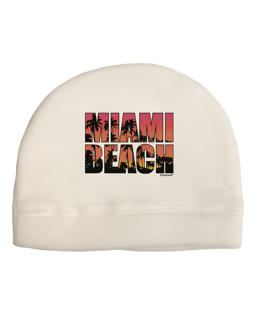 Miami Beach - Sunset Palm Trees Adult Fleece Beanie Cap Hat by TooLoud-Beanie-TooLoud-White-One-Size-Fits-Most-Davson Sales