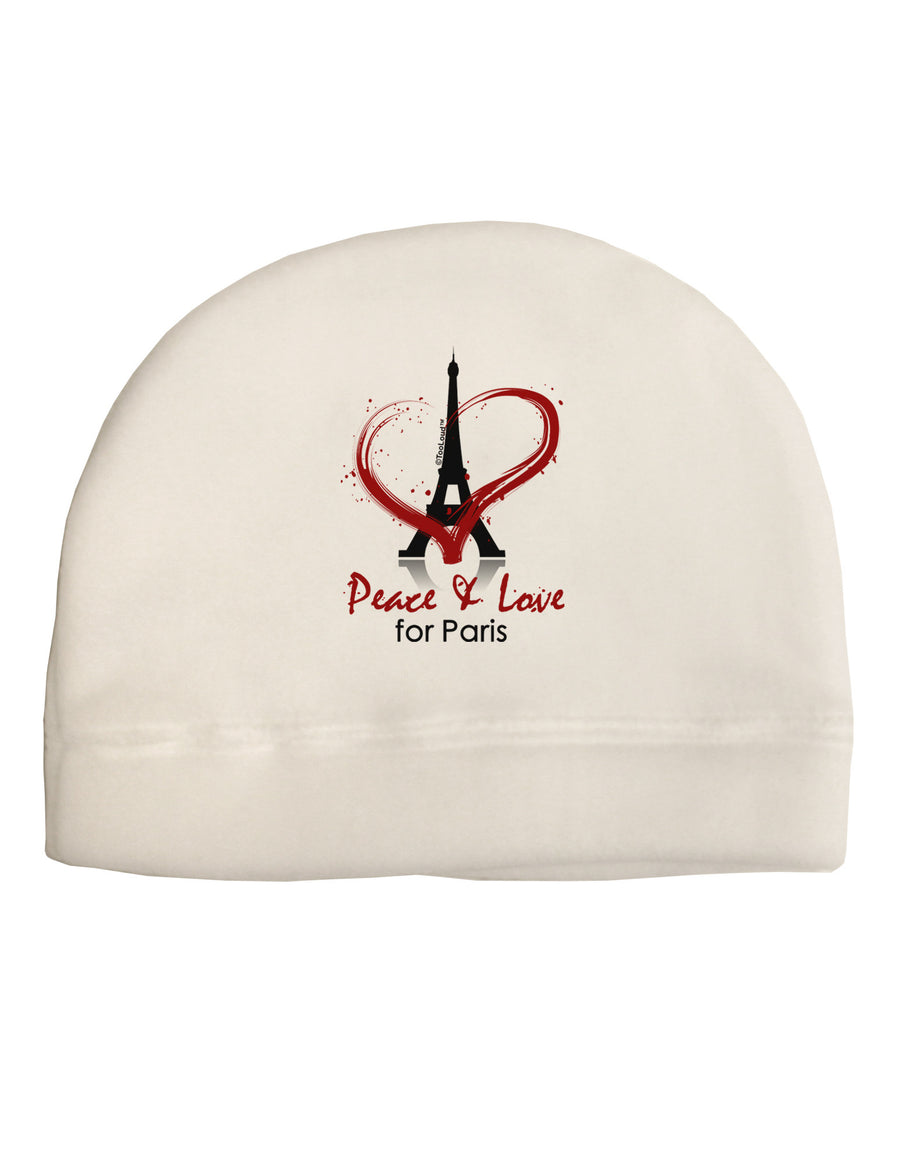 Peace & Love For Paris Adult Fleece Beanie Cap Hat-Beanie-TooLoud-White-One-Size-Fits-Most-Davson Sales