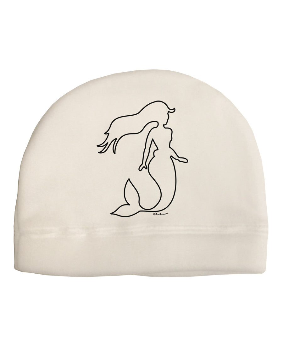 Mermaid Outline Adult Fleece Beanie Cap Hat-Beanie-TooLoud-White-One-Size-Fits-Most-Davson Sales