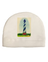 Watercolor Lighthouse 1 Adult Fleece Beanie Cap Hat-Beanie-TooLoud-White-One-Size-Fits-Most-Davson Sales