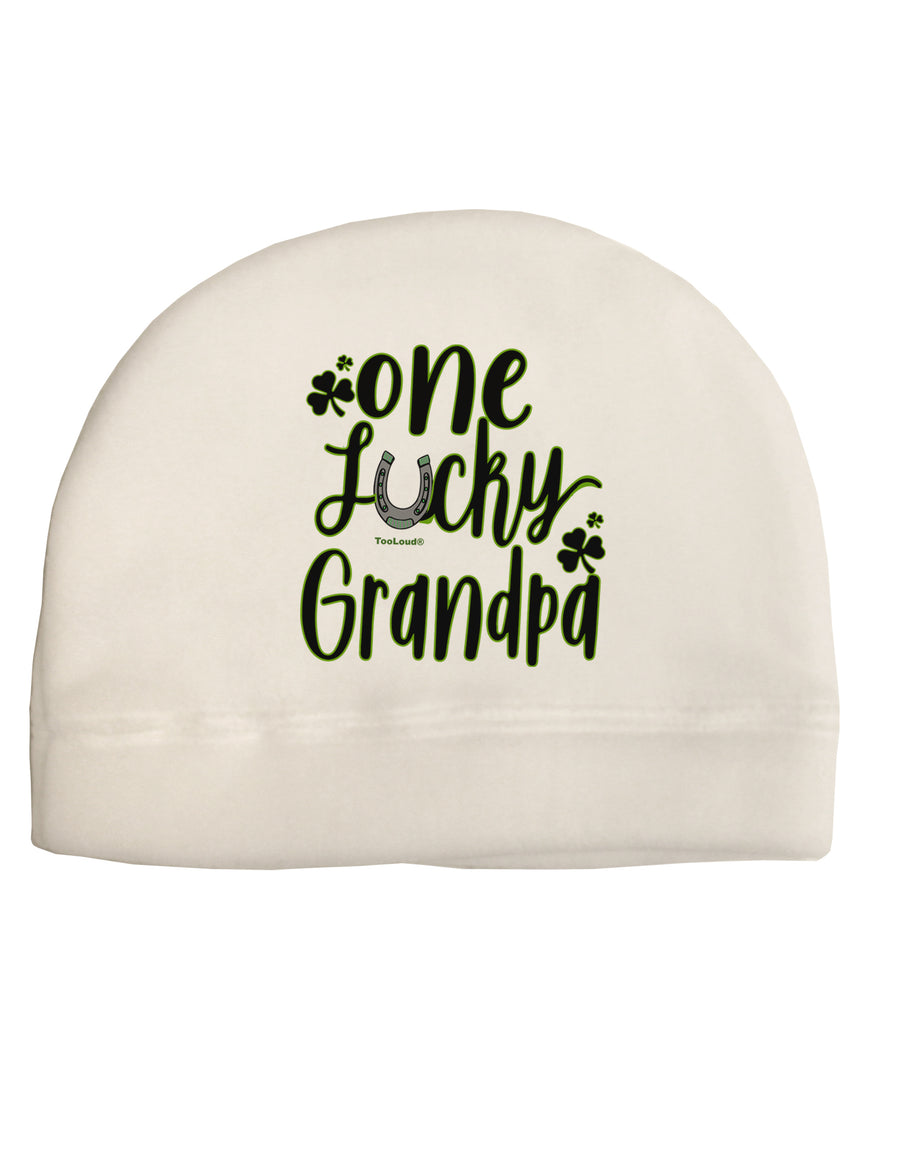 One Lucky Grandpa Shamrock Adult Fleece Beanie Cap Hat-Beanie-TooLoud-White-One-Size-Fits-Most-Davson Sales