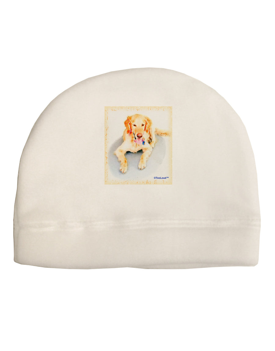 Laying Retriever Watercolor Adult Fleece Beanie Cap Hat-Beanie-TooLoud-White-One-Size-Fits-Most-Davson Sales