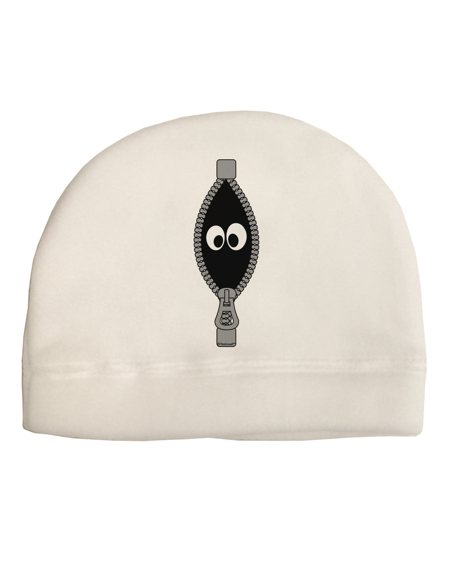 Funny Eyes Peeking Out of Zipper Adult Fleece Beanie Cap Hat by TooLoud-Beanie-TooLoud-White-One-Size-Fits-Most-Davson Sales