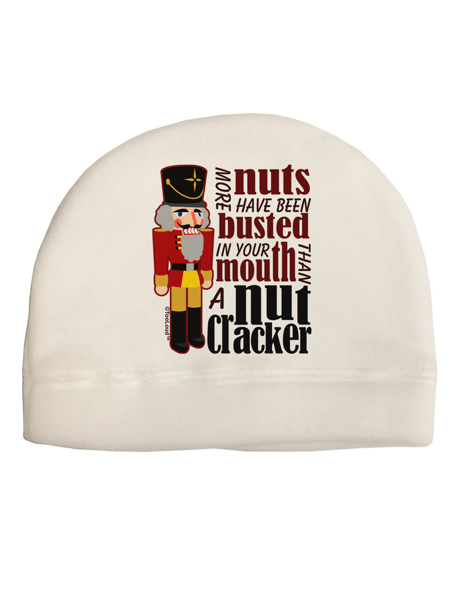 More Nuts Busted - Your Mouth Adult Fleece Beanie Cap Hat by-Beanie-TooLoud-White-One-Size-Fits-Most-Davson Sales