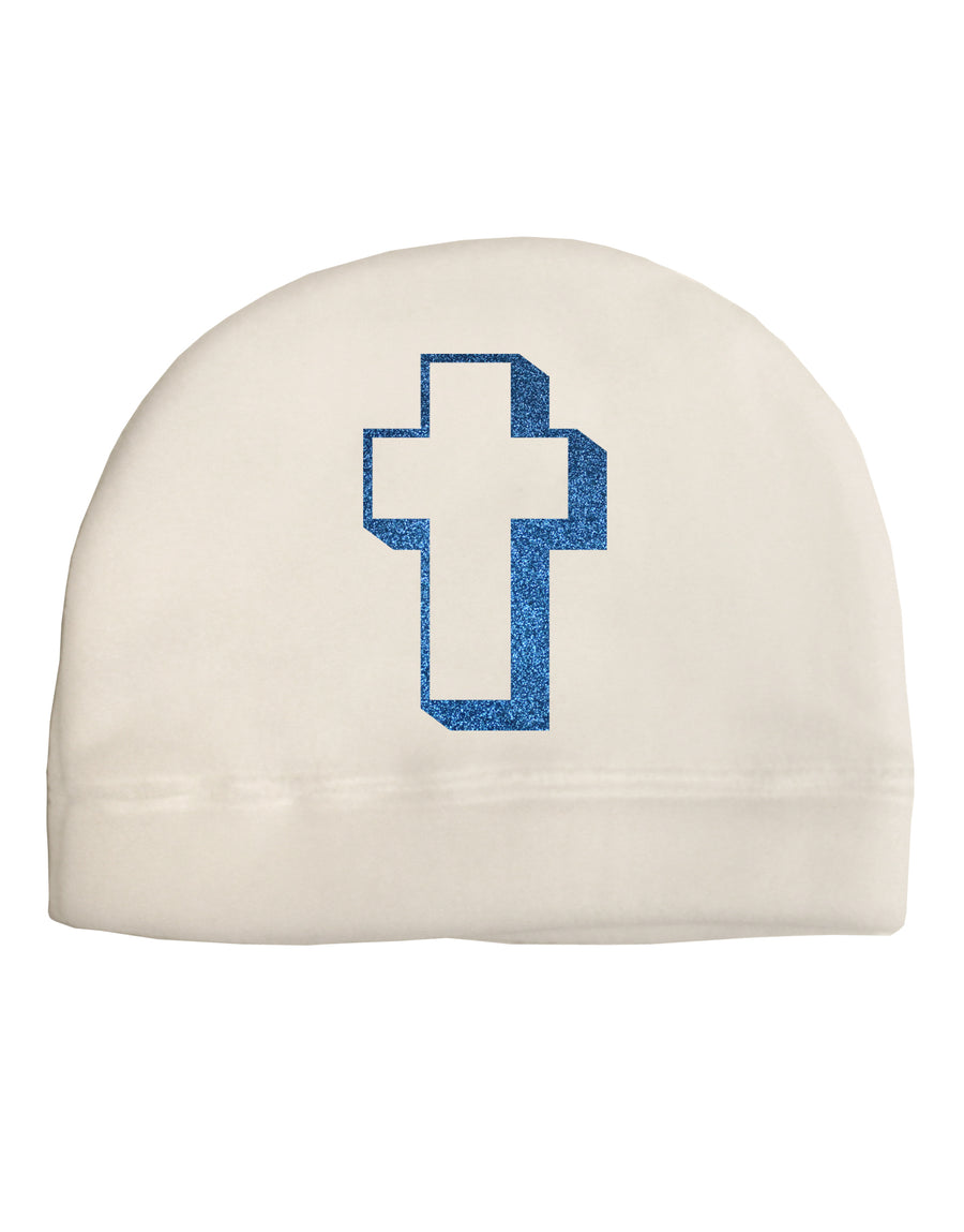 Simple Cross Design Glitter - Blue Adult Fleece Beanie Cap Hat by TooLoud-Beanie-TooLoud-White-One-Size-Fits-Most-Davson Sales