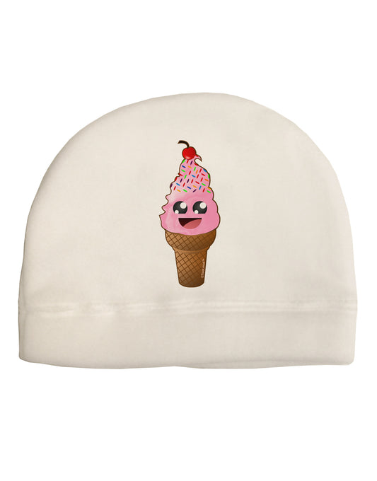 Cute Ice Cream Cone Adult Fleece Beanie Cap Hat-Beanie-TooLoud-White-One-Size-Fits-Most-Davson Sales