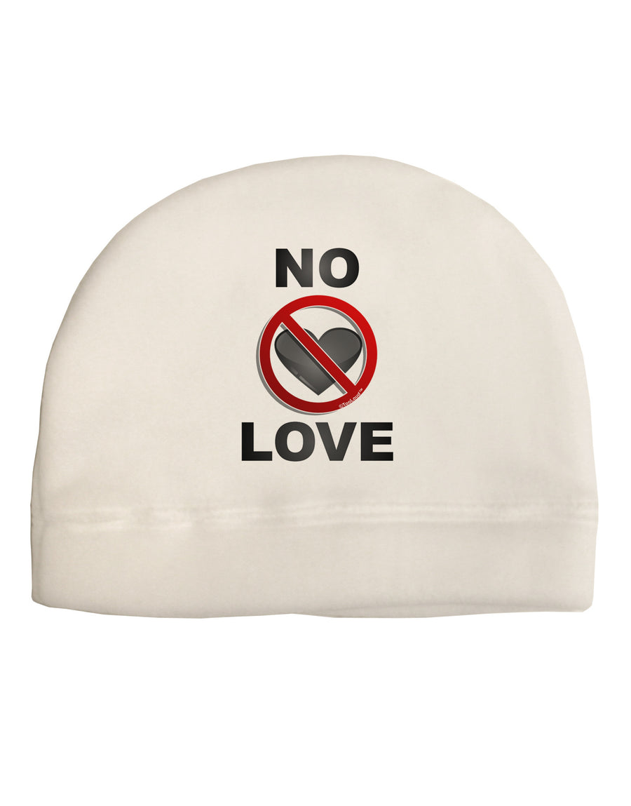 No Love Symbol with Text Adult Fleece Beanie Cap Hat-Beanie-TooLoud-White-One-Size-Fits-Most-Davson Sales