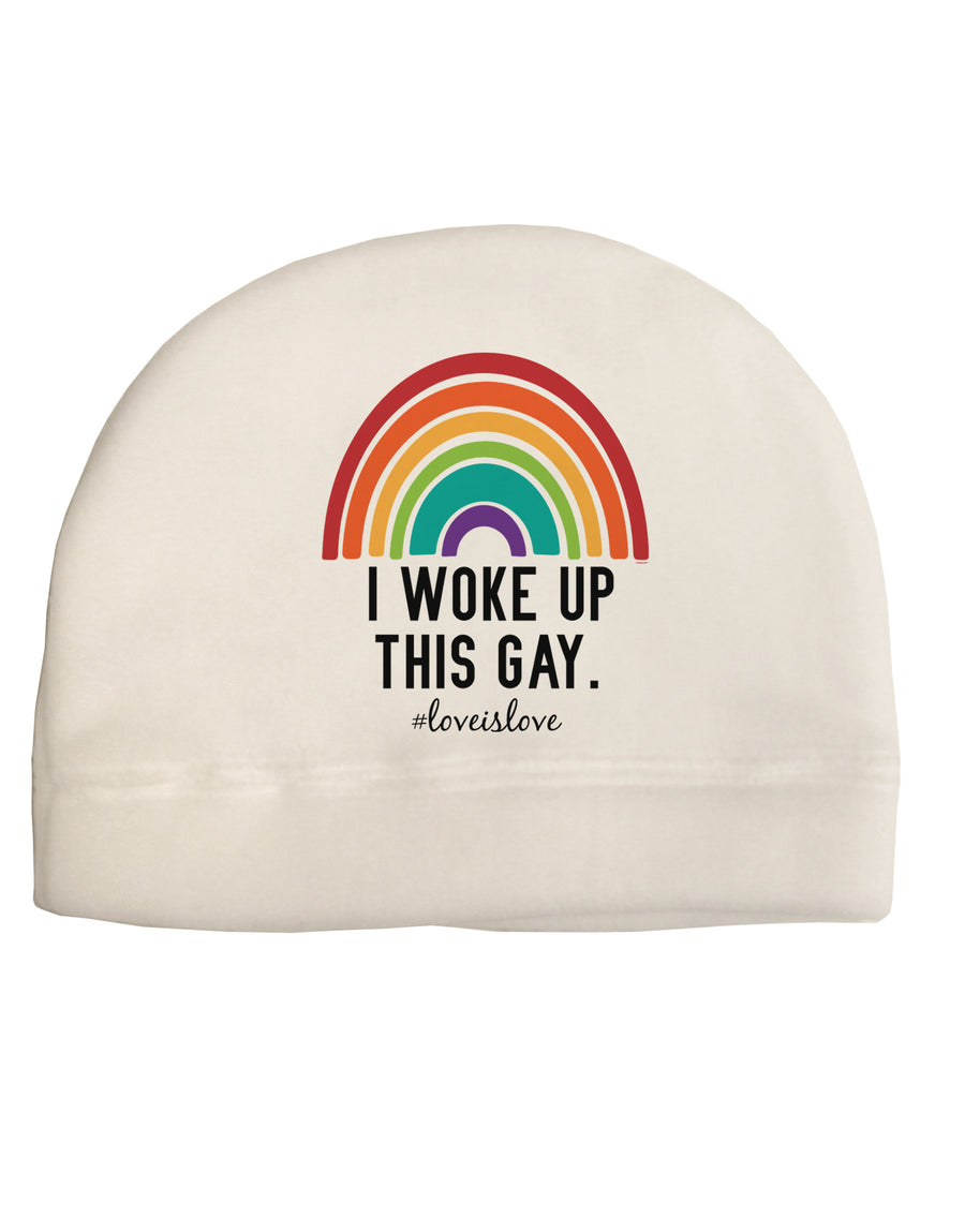 TooLoud I Woke Up This Gay Adult Fleece Beanie Cap Hat-Beanie-TooLoud-White-One-Size-Fits-Most-Davson Sales