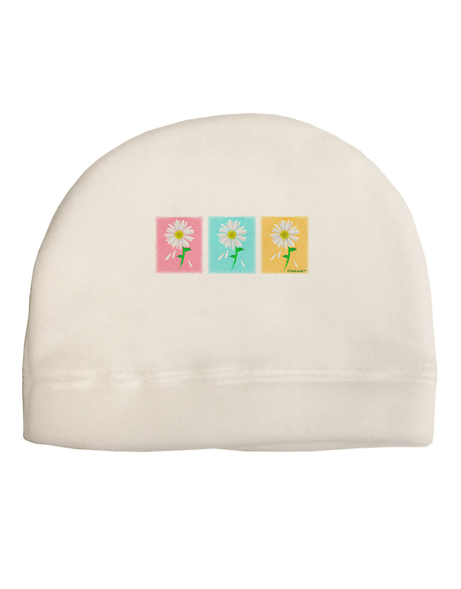 Pretty Daisies Watercolor Child Fleece Beanie Cap Hat-Beanie-TooLoud-White-One-Size-Fits-Most-Davson Sales