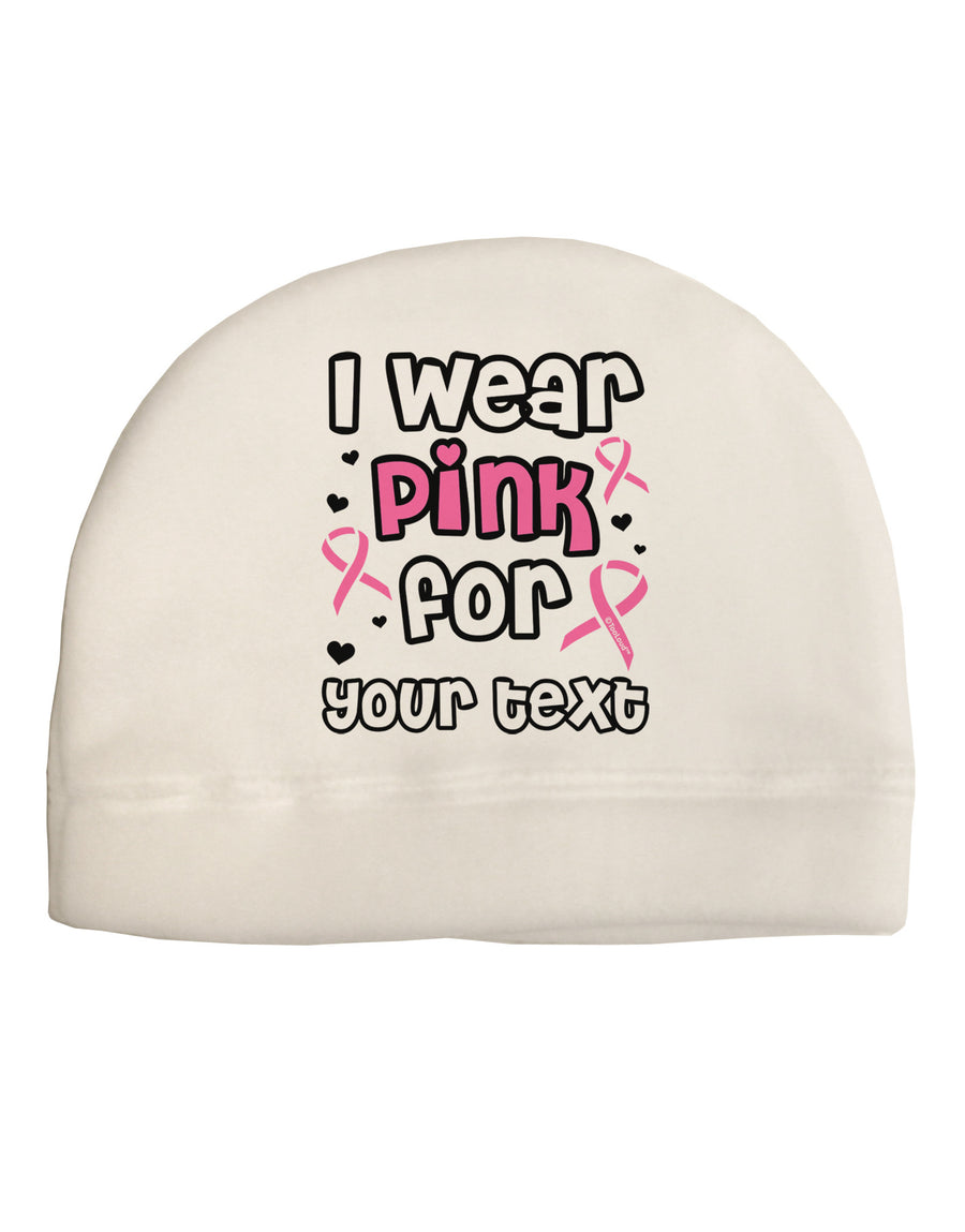 Personalized I Wear Pink for -Name- Breast Cancer Awareness Adult Fleece Beanie Cap Hat-Beanie-TooLoud-White-One-Size-Fits-Most-Davson Sales