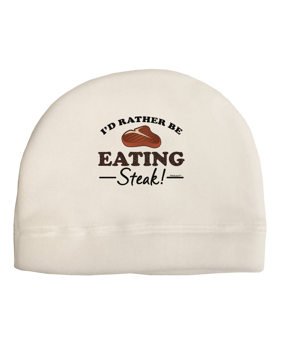 I'd Rather - Steak Adult Fleece Beanie Cap Hat-Beanie-TooLoud-White-One-Size-Fits-Most-Davson Sales