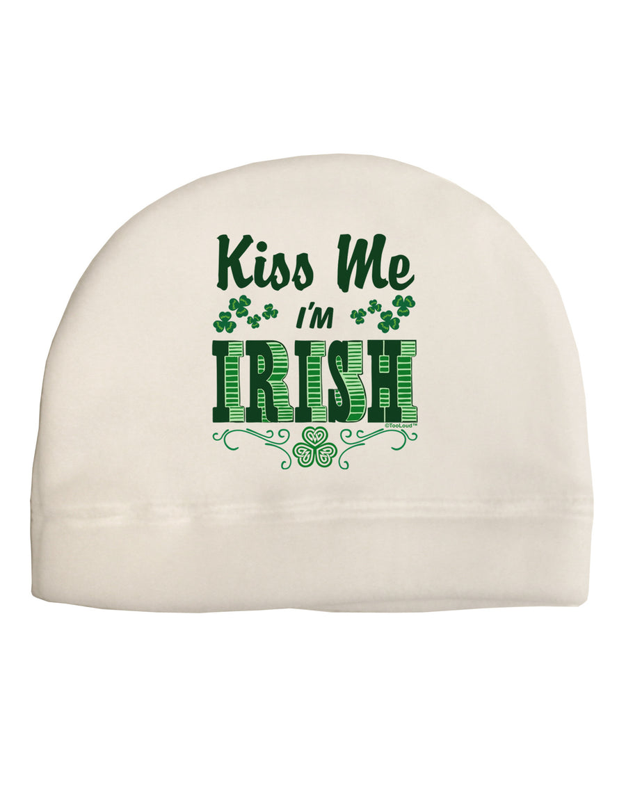 Kiss Me I'm Irish St Patricks Day Adult Fleece Beanie Cap Hat-Beanie-TooLoud-White-One-Size-Fits-Most-Davson Sales