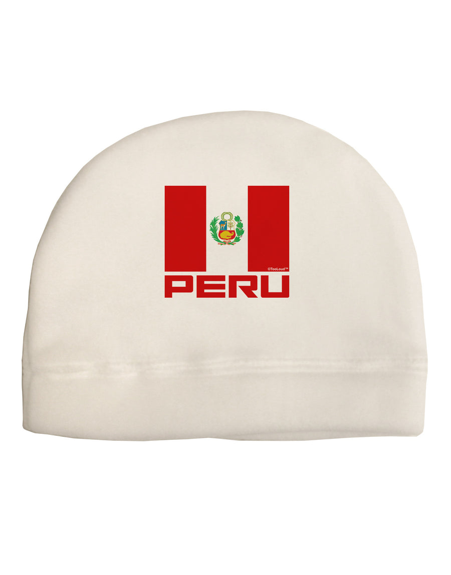 Peru Flag Child Fleece Beanie Cap Hat-Beanie-TooLoud-White-One-Size-Fits-Most-Davson Sales