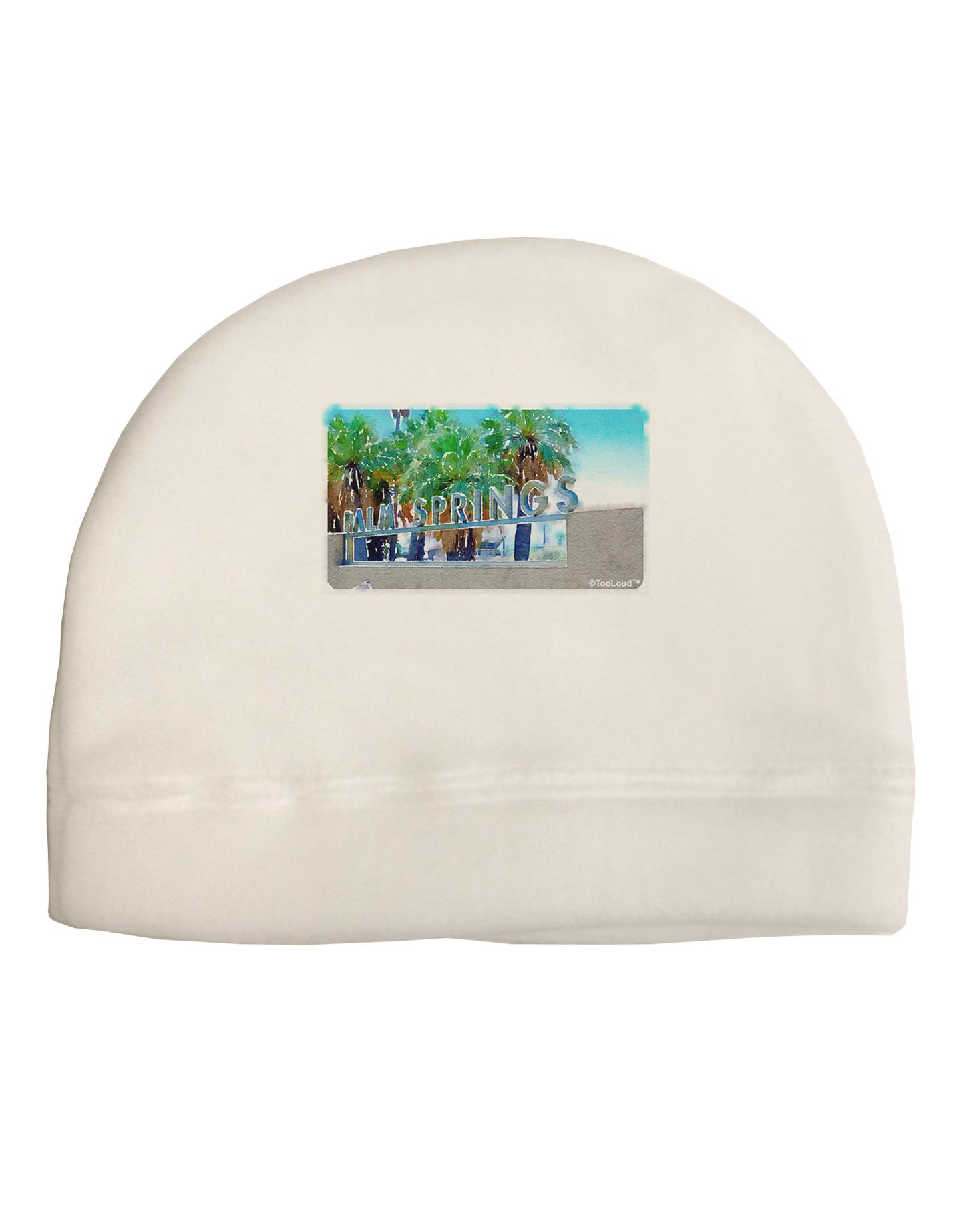 Palm Springs Watercolor Adult Fleece Beanie Cap Hat-Beanie-TooLoud-White-One-Size-Fits-Most-Davson Sales