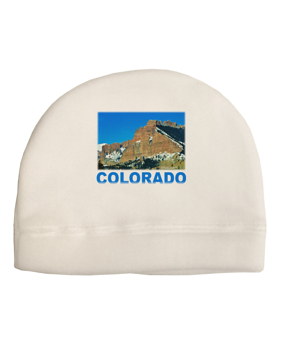 Colorado Snowy Mountains Text Adult Fleece Beanie Cap Hat-Beanie-TooLoud-White-One-Size-Fits-Most-Davson Sales