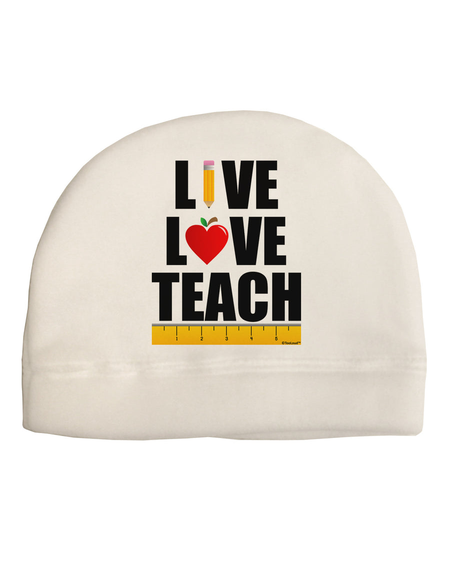 Live Love Teach Adult Fleece Beanie Cap Hat-Beanie-TooLoud-White-One-Size-Fits-Most-Davson Sales