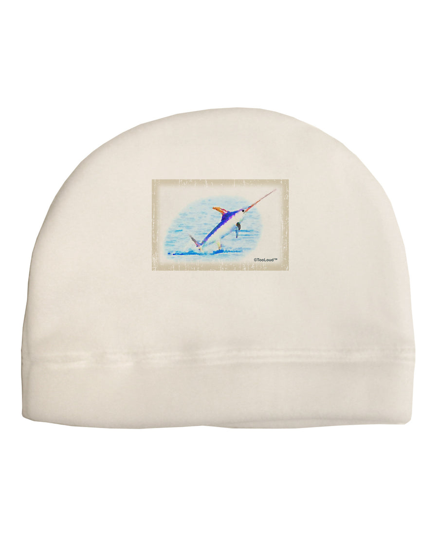 Swordfish Watercolor Adult Fleece Beanie Cap Hat-Beanie-TooLoud-White-One-Size-Fits-Most-Davson Sales