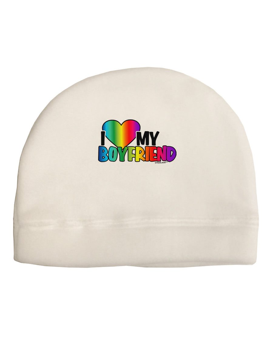 I Heart My Boyfriend - Rainbow Adult Fleece Beanie Cap Hat-Beanie-TooLoud-White-One-Size-Fits-Most-Davson Sales