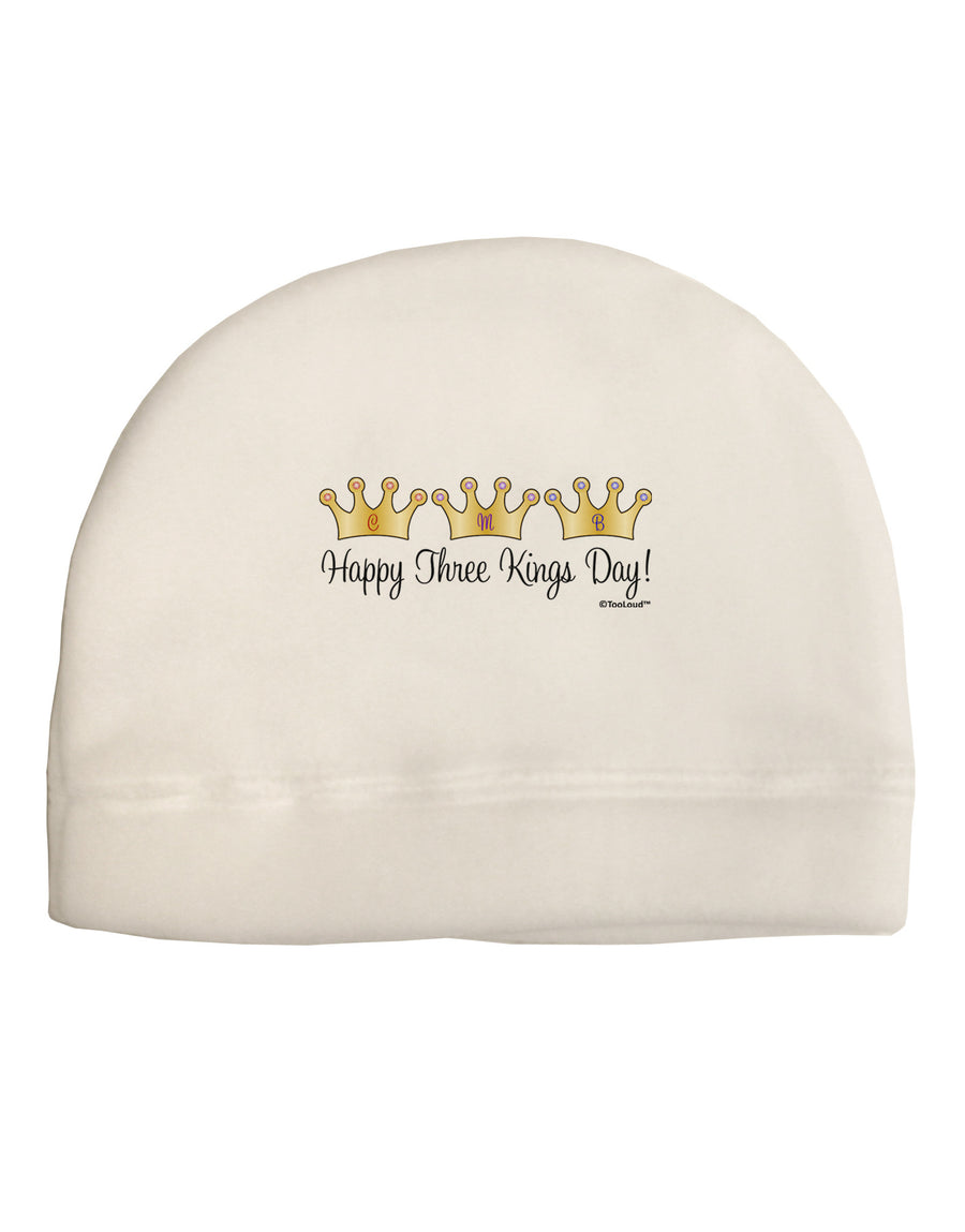 Happy Three Kings Day - 3 Crowns Adult Fleece Beanie Cap Hat by TooLoud-Beanie-TooLoud-White-One-Size-Fits-Most-Davson Sales