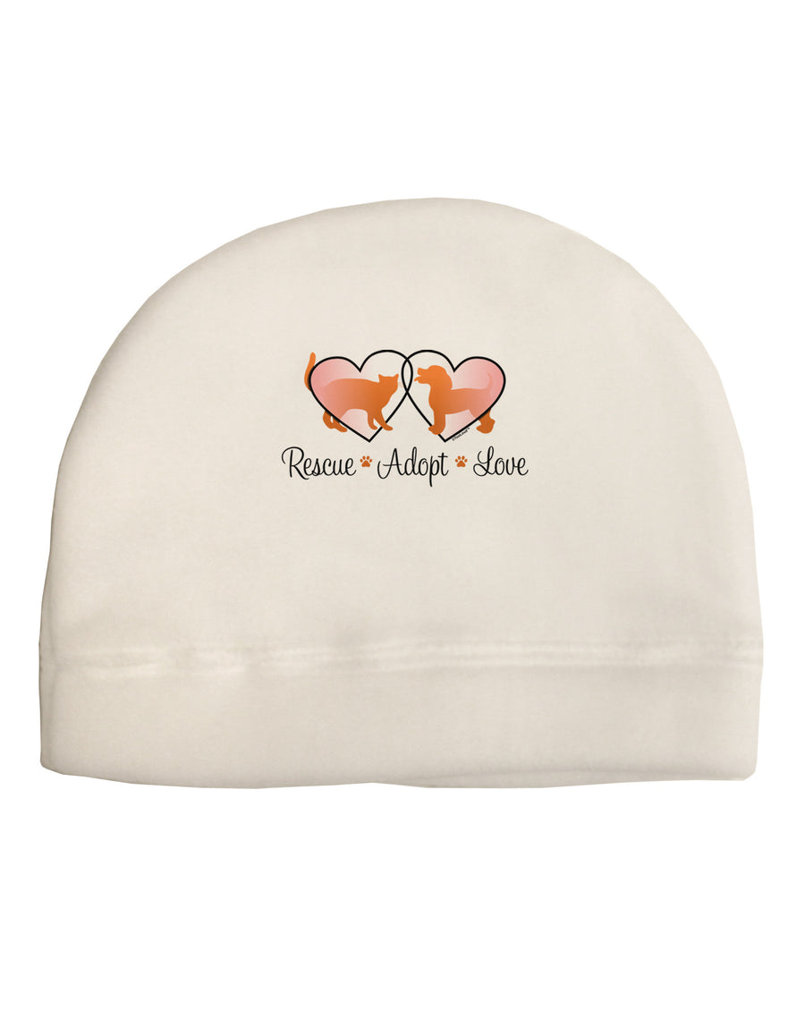 Rescue Adopt Love Adult Fleece Beanie Cap Hat-Beanie-TooLoud-White-One-Size-Fits-Most-Davson Sales