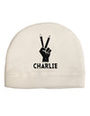 Hand Peace Sign - Charlie Design Child Fleece Beanie Cap Hat by TooLoud-Beanie-TooLoud-White-One-Size-Fits-Most-Davson Sales