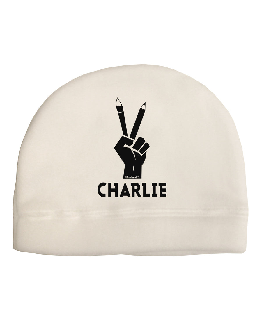 Hand Peace Sign - Charlie Design Child Fleece Beanie Cap Hat by TooLoud-Beanie-TooLoud-White-One-Size-Fits-Most-Davson Sales