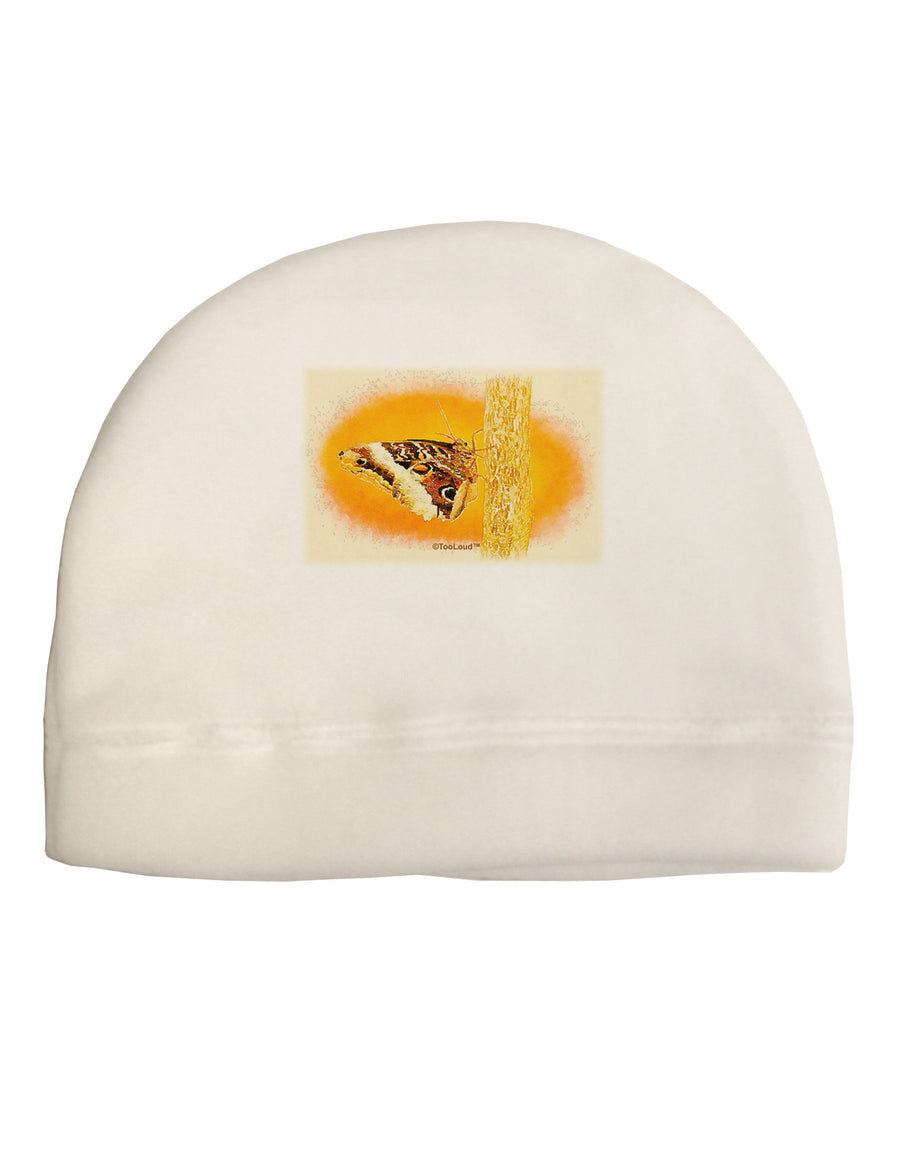 Watercolor Owl Moth Adult Fleece Beanie Cap Hat-Beanie-TooLoud-White-One-Size-Fits-Most-Davson Sales