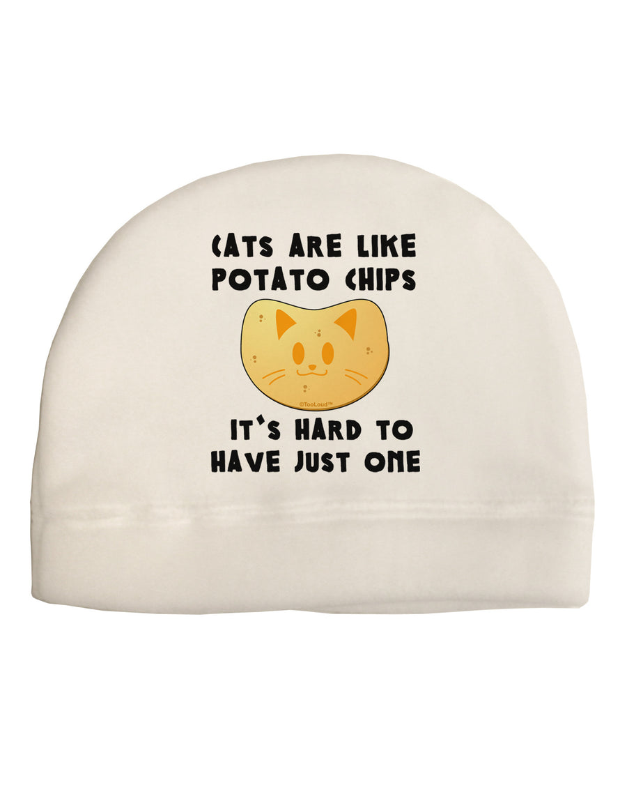 Cats Are Like Potato Chips Adult Fleece Beanie Cap Hat-Beanie-TooLoud-White-One-Size-Fits-Most-Davson Sales