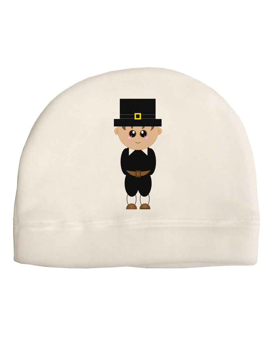 Cute Pilgrim Boy Thanksgiving Adult Fleece Beanie Cap Hat-Beanie-TooLoud-White-One-Size-Fits-Most-Davson Sales