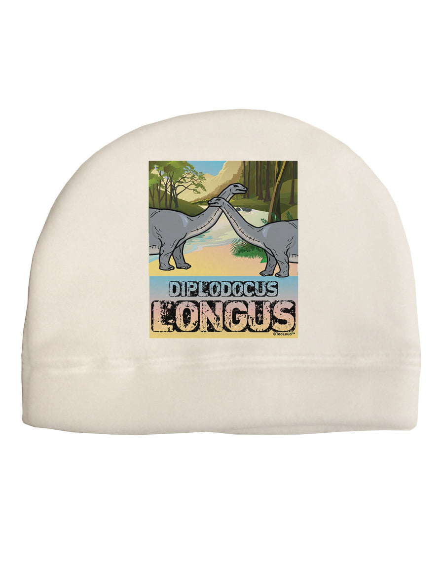 Diplodocus Longus - With Name Child Fleece Beanie Cap Hat-Beanie-TooLoud-White-One-Size-Fits-Most-Davson Sales