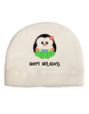 Happy Huladays Holiday Penguin - Christmas Adult Fleece Beanie Cap Hat-Beanie-TooLoud-White-One-Size-Fits-Most-Davson Sales